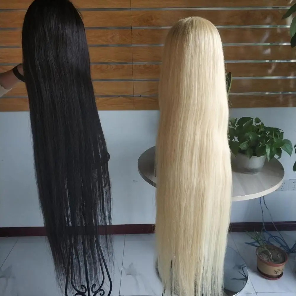 

Custom Double Drawn 40inch Glueless Lace Closure Wigs 613 Blonde Cuticle Aligned Long Full Lace Frontal 30 Inch Human Hair Wigs