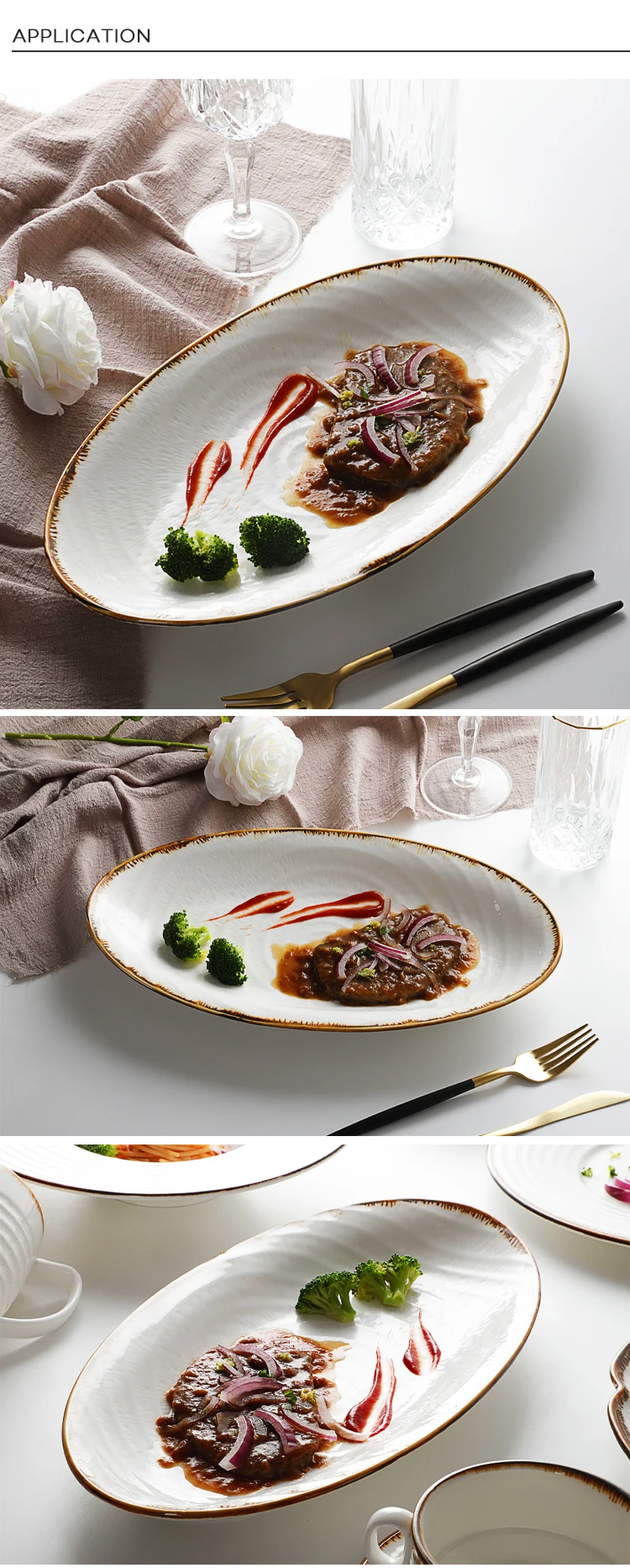 Popular Wedding Restaurant Oval Dish, Catering Oval Serving Platter, Strong Hotel Restaurant Porcelain Oval Plate&