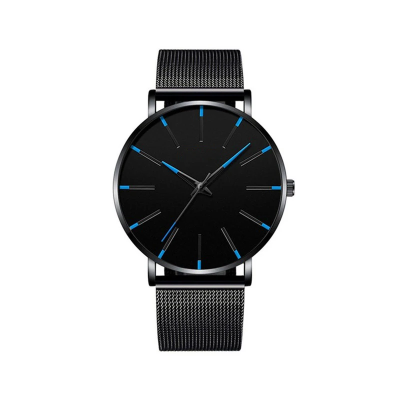 

2021 Minimalist Men's Fashion Thin Watches Simple Men Business Stainless Steel Mesh Belt Quartz Watch