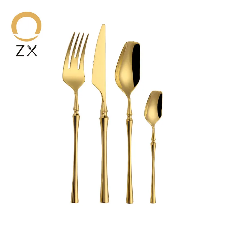 

stainless steel luxury new mirror polish golden best brands flatware set, Silver,gold,rose gold,black,silver+color handle,gold+color handle