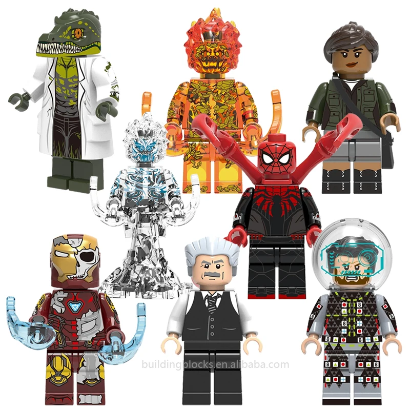 

Super Heroes Mini Bricks X0268 Iron Spider Michelle Jones Lizard Jonah Mysterio Man Building Block Plastic MOC Figure Toys