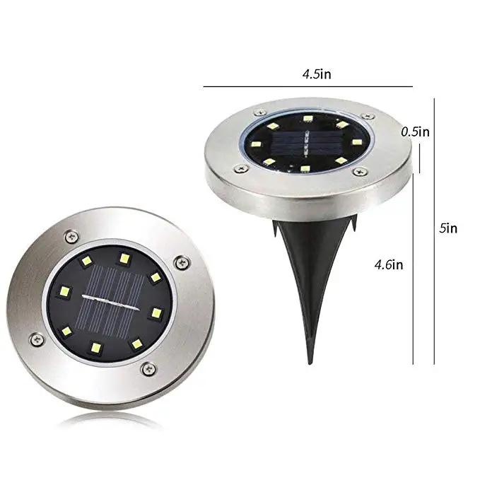 2020 Amazon  8LED Solar disk ground lamp for garden decoration
