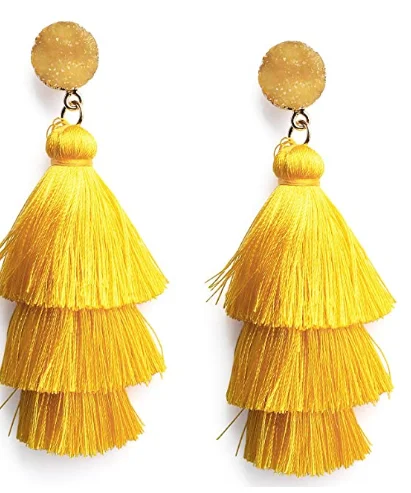 

Wholesale New Design bohemian jewelry Boho dangle Long statement Drop Earrings funky Hanging Women Tassel Earrings, Golden