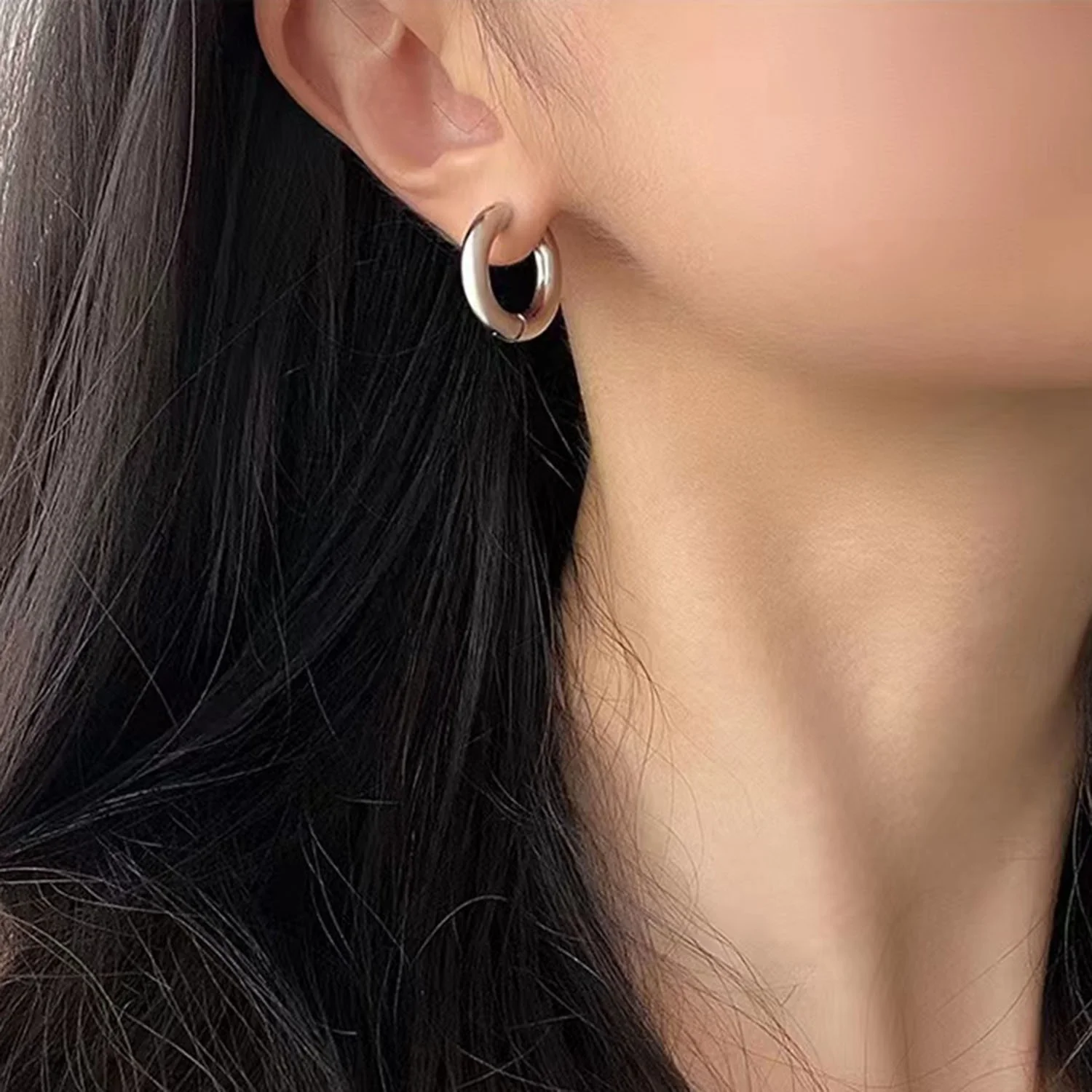 Simple Jewelry 12mm Round Hoop Earring Wedding Gift Geometric Stainless Steel Circle Hoop Earrings for Women