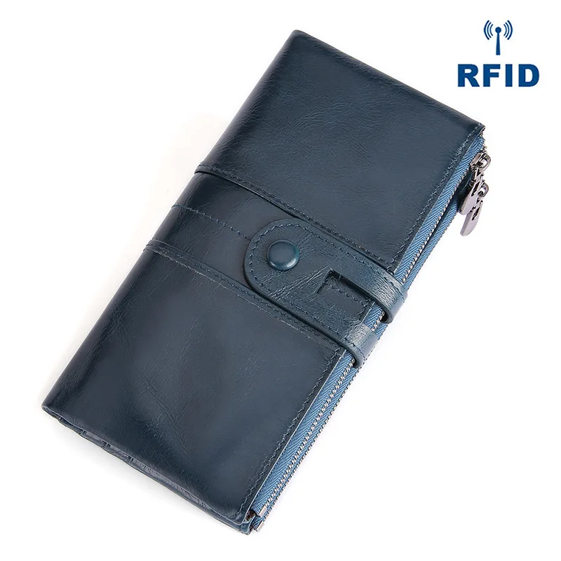 

Design Unisex Clutch Wallet Women Genuine Leather Male Women's Long Wallet Zipper Purse Coin Purse Money Phone Bag RFID, Black,blue,brown and customized