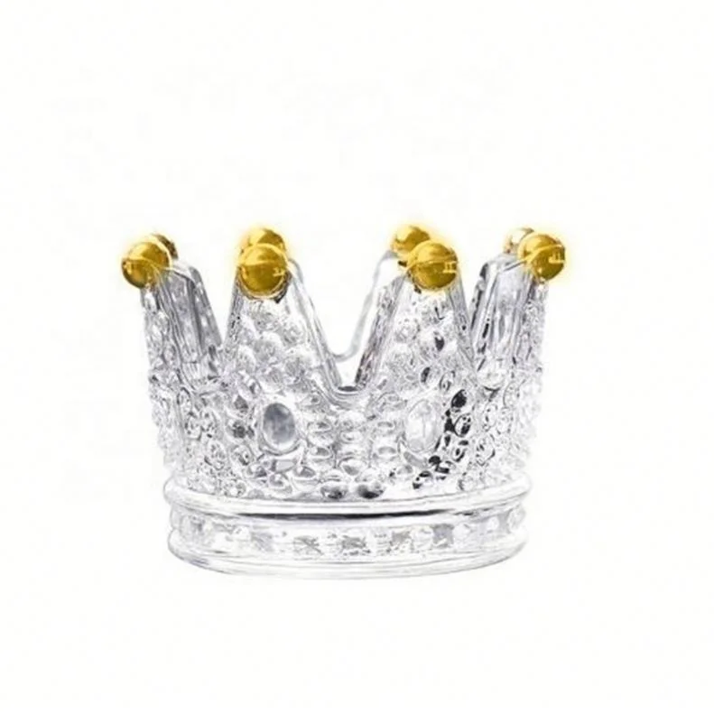 

New Glass Cute Crown Creative Trendy Personality Ashtray, Gold/transparent