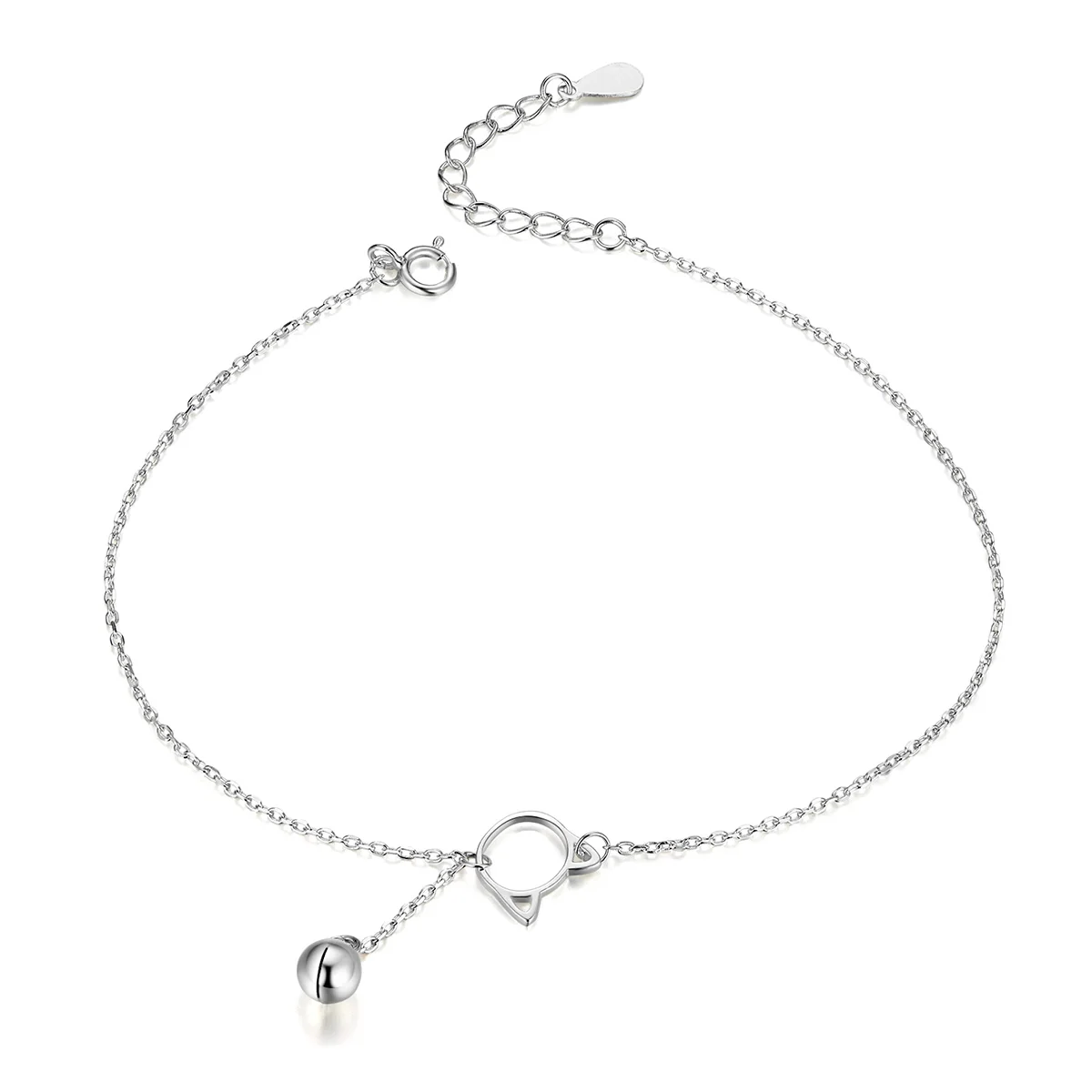

Foot Jewelry Anklet Simple Bell And Cat Ankle Real Solid 925 Sterling Silver Anklets