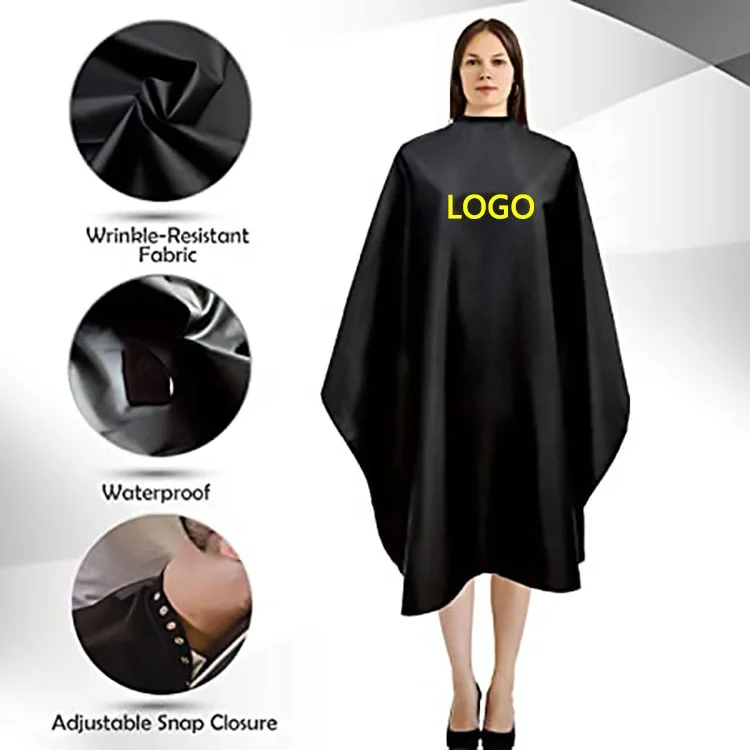 

Custom Salon LOGO Hair Cutting Cape with Snap Closure Hairdressing Gown Barbers