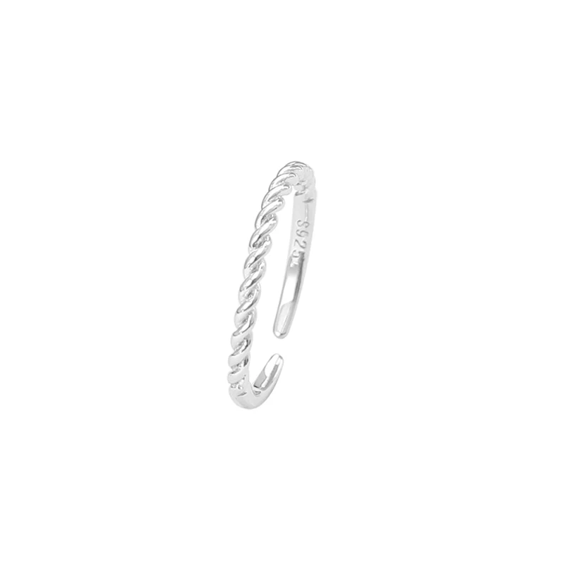 

Hot Selling Minimalist  rings jewelry women 925 Sterling Silver Twisted Ring Open