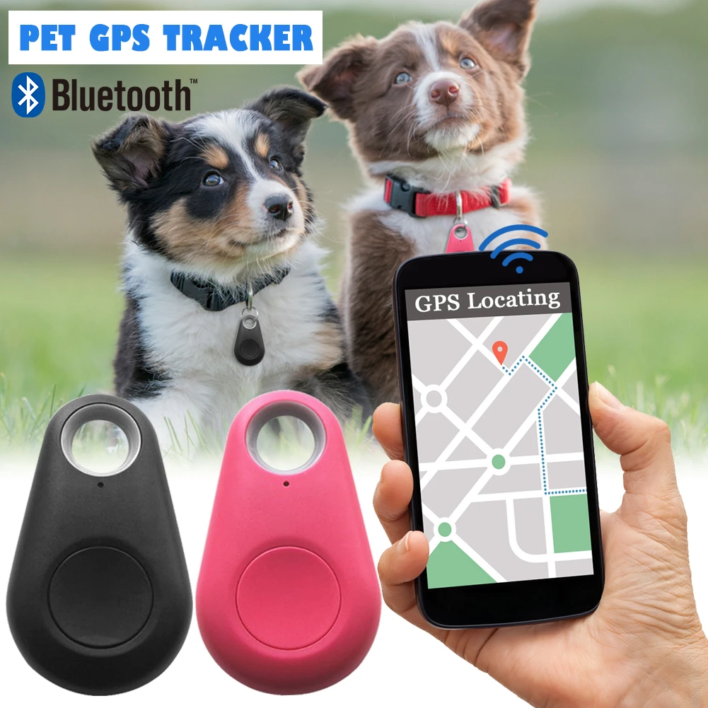 

2021 Haoji Pet Smart GPS Tracker Mini GPS Trackers Waterproof Bluetooth Locator Tracer For Pet Dog Cat Smart Tracker, Black, white, green, pink