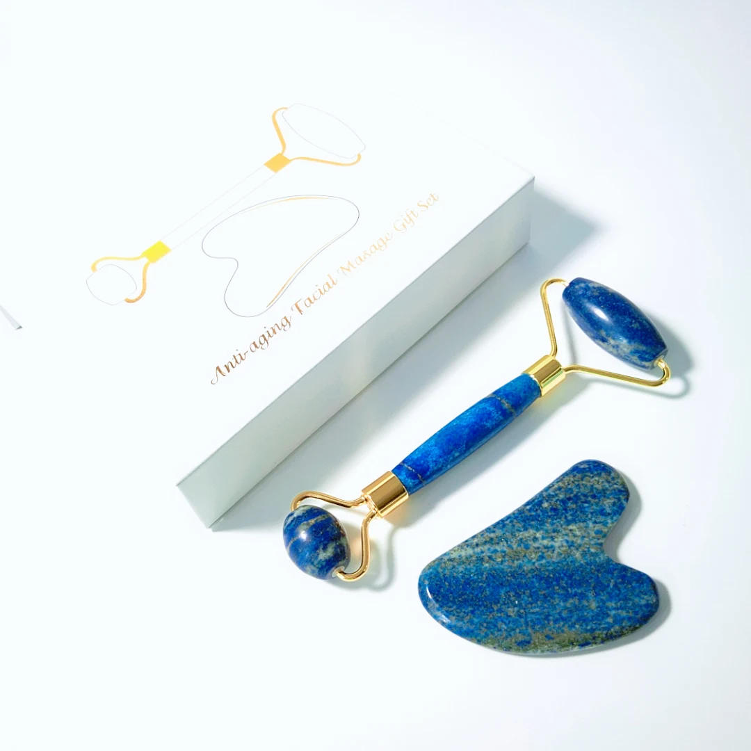 

100% Natural lapis lazuli facial healthy jade roller and Guasha for face massage