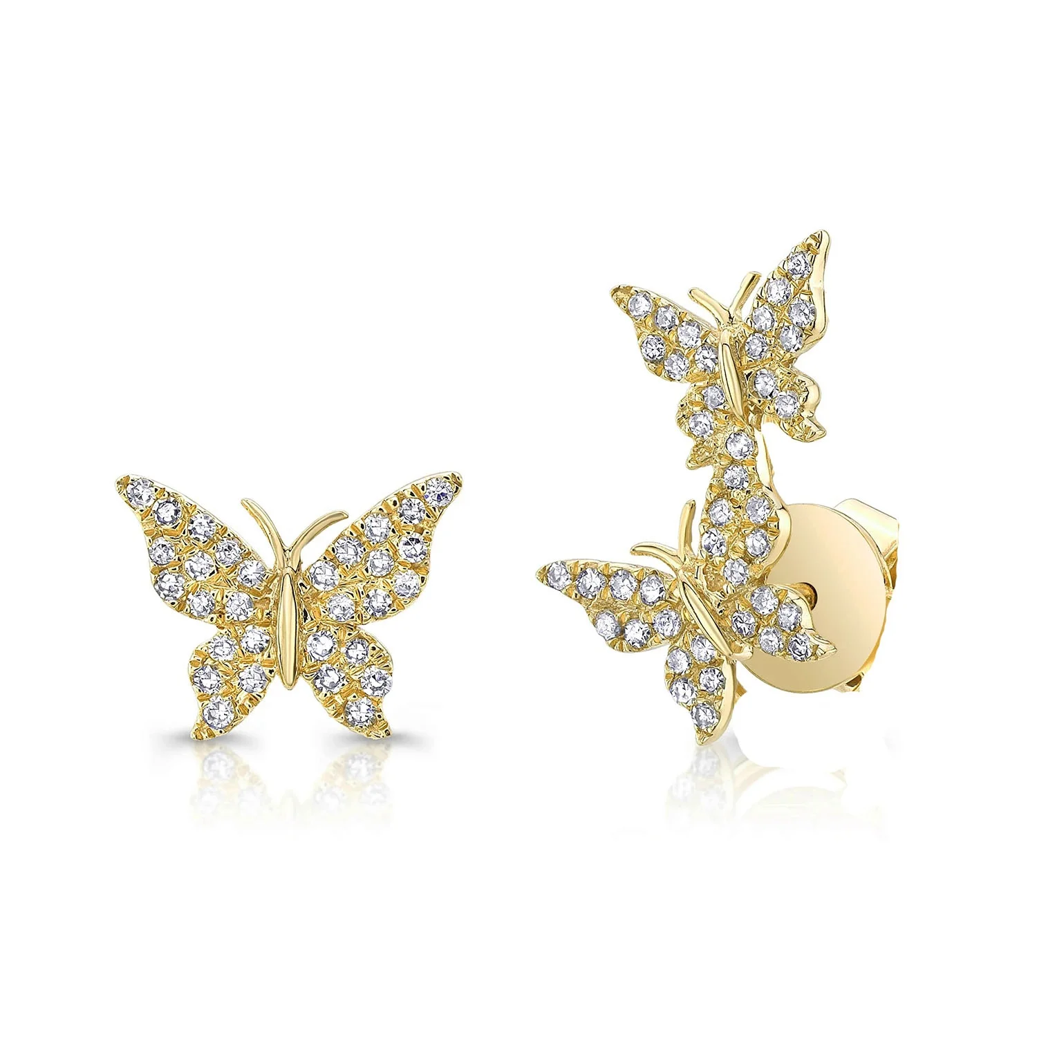 

925 Sterling Silver Full Pave CZ Diamond Butterfly Stud Earring