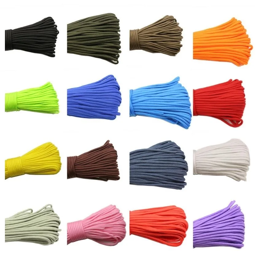 

100 Feet a pack  Thick 7 Spools Outdoor Parachute Cord Black Blue Red Dacron Polyester 550 Paracord, Multi-colors