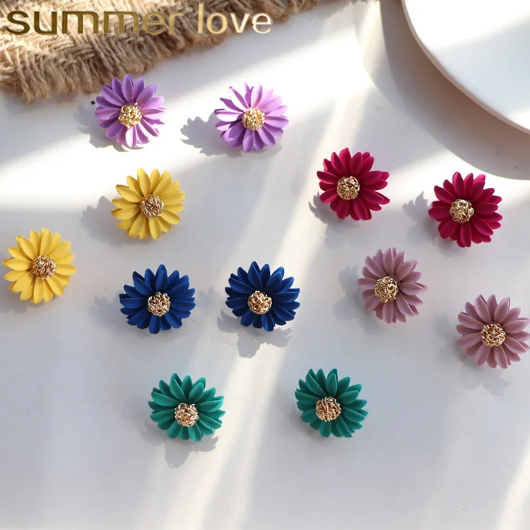 

Wholesale 2020 New Arrive Korean Boho Color Multi-layer Flower Stud Earrings for Women Gift Fashion Jewelry