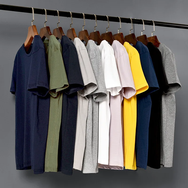 

Short sleeves men's casual solid color T-shirt bottom shirt spring and summer stretch shirt T-shirt, Picture