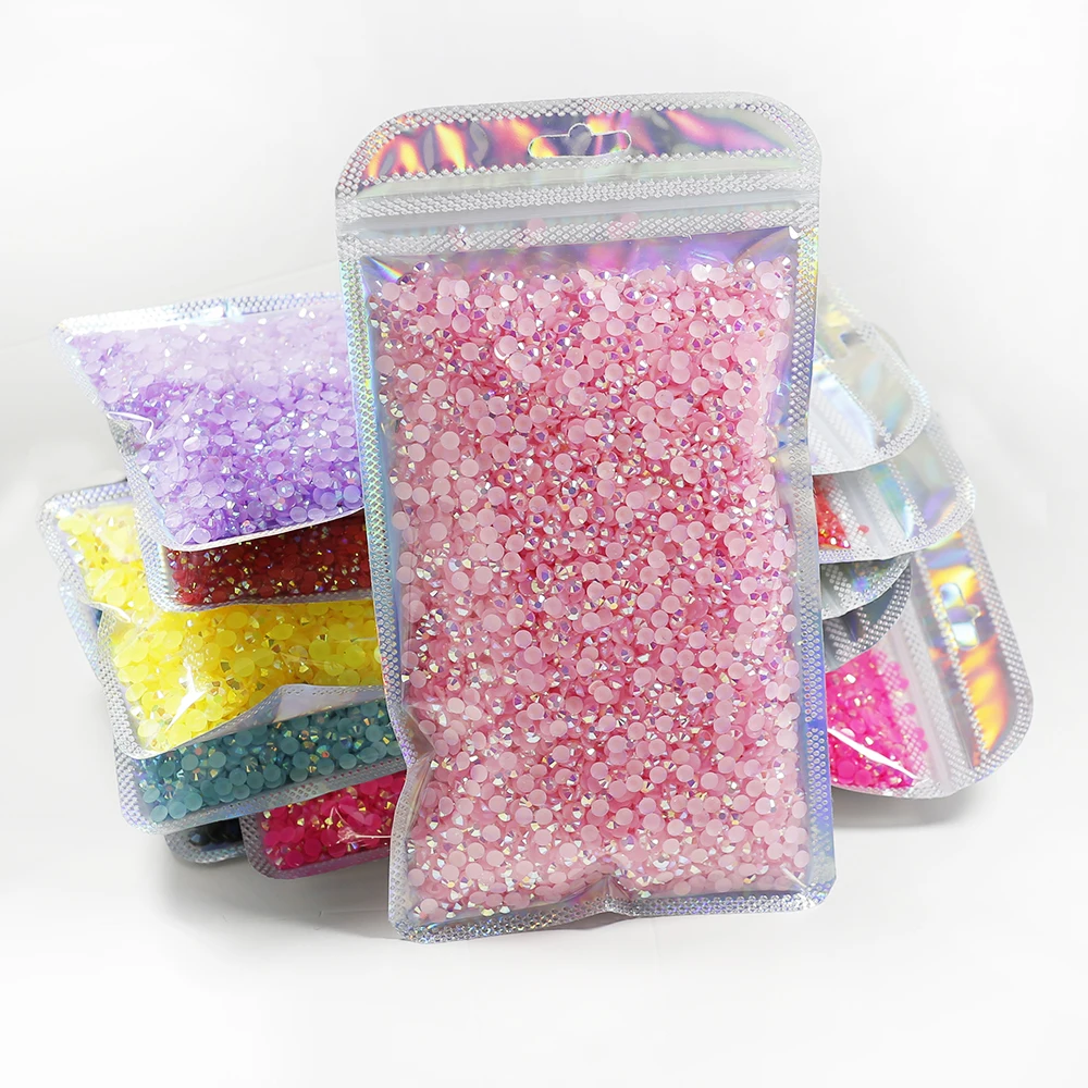 

Yantuo Factory Wholesale Nail Art Strass Plastic bag packaging 25 Color Jelly Resin Non Hotfix Rhinestones