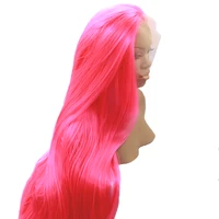 

Europe & American Fashion Pink Synthetic Lace Front Wig Heat Resistant Straight Cosplay Stage Lace Wigs