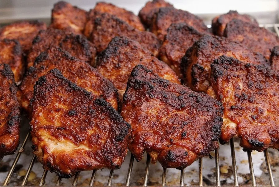 Hand performing bend test on smoked pork ribs showing proper flexibility