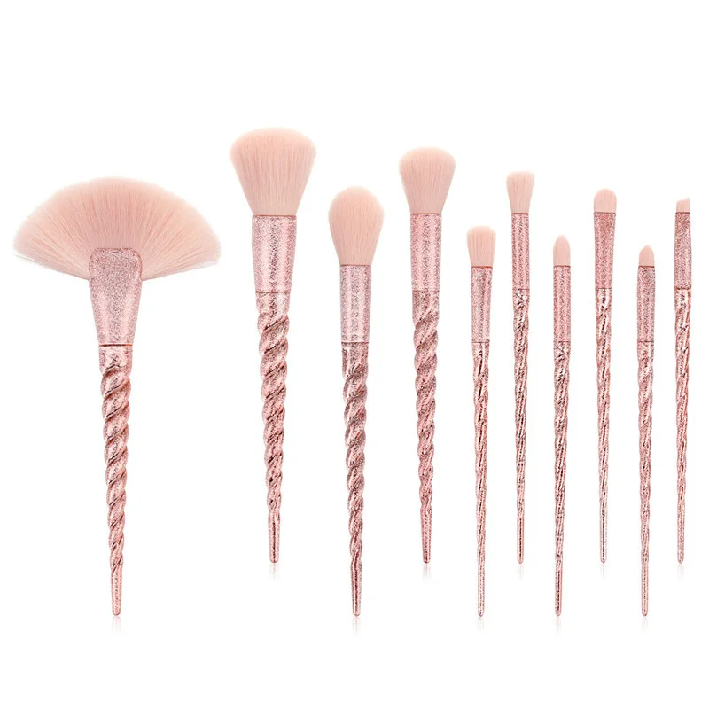 

ZNYBEAUTY 10pcs makeup brush set with plastic handle wholesale custom logo synthetic hair very soft 5 colors