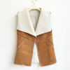 KTX0564 2019 Autumn Winter Multi colors one piece furry collar vest stitching lamb wool Suede Vest Women
