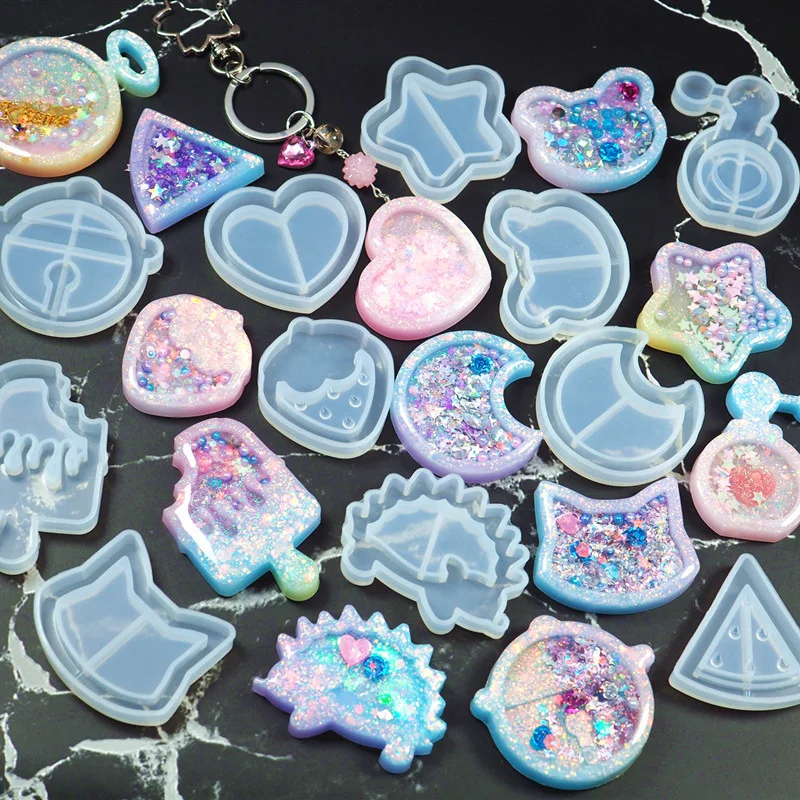 

DIY Charms Pendant Jewelry Making Supplies Epoxy Silicone Resin Shaker Molds for Keychain Decoration, White