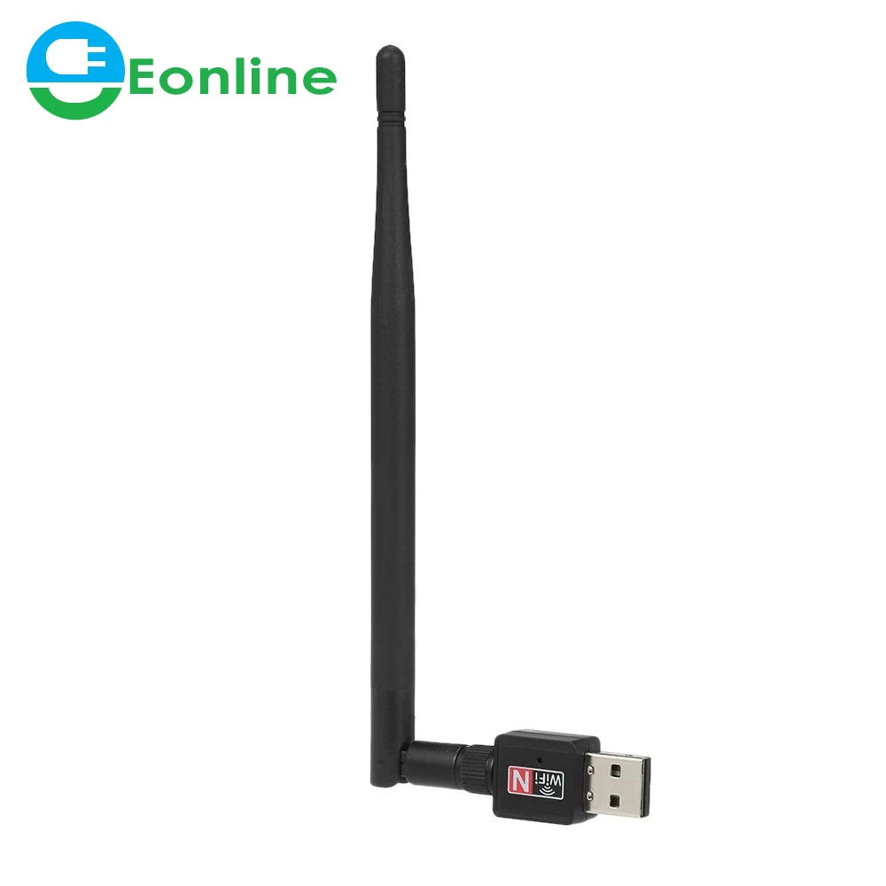 

EONLINE 600Mbps Wireless USB WiFi Adapter Dongle 2.4GHz Network LAN Card 802.11b/g/n Standard with 5dBi Detachable Antenna for D, Black