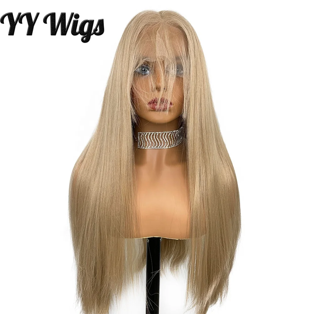 

YY Wigs Honey Blonde Straight Full Lace Futura Fiber Synthetic Wigs with Baby Hair for Women