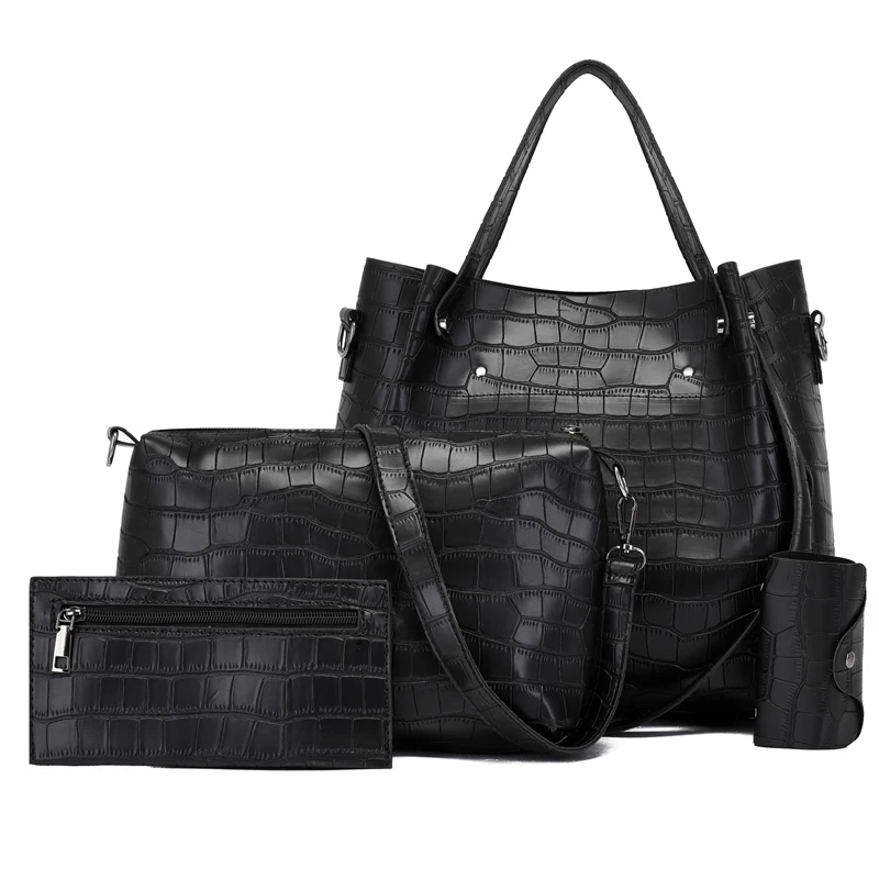 

Lasvenis Custom Wholesale Leather Wallet Shoulder Bags Lady Purse Handbags Tote Bag Set, Customized color