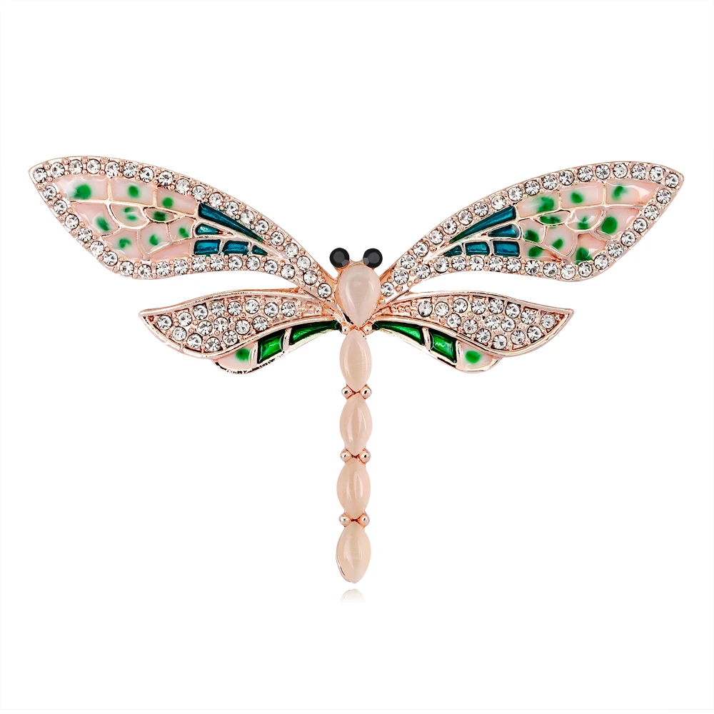 

Charming Opal Dragonfly Brooch Green Blue Enamel Insect Corsage for Women Wedding Brooches Jewelry Crystal Pin Accessories