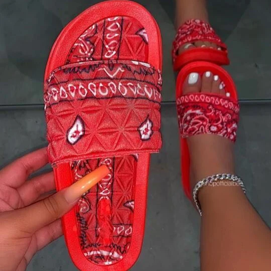 

Summer ladies beach women's bandana slides flat women sandals 2021 ladies satin bandanas slippers shoes, Black