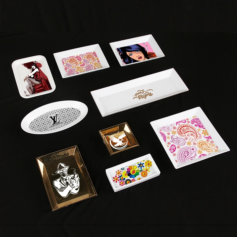 

black golden porcelain funny ashtray ceramic cute ash trays colorful lips smoking ash tray plate custom Logo