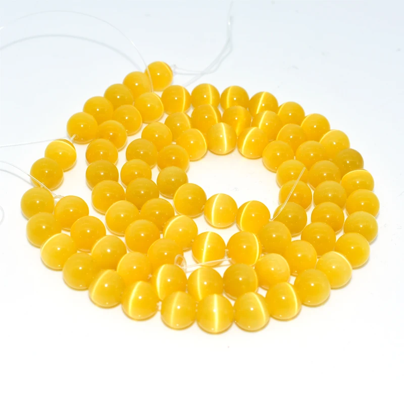 

Trade Insurance 6/8/10mm High Quality Natural Yellow Cat Eye Stone Loose Beads, Pciture