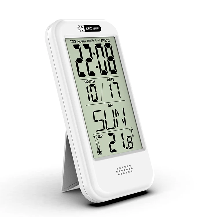 

Popular Home Led Electronic Thermometer Snooze Digital Alarm Clock Thermometer Calendar Digital Wall Clock, White + black