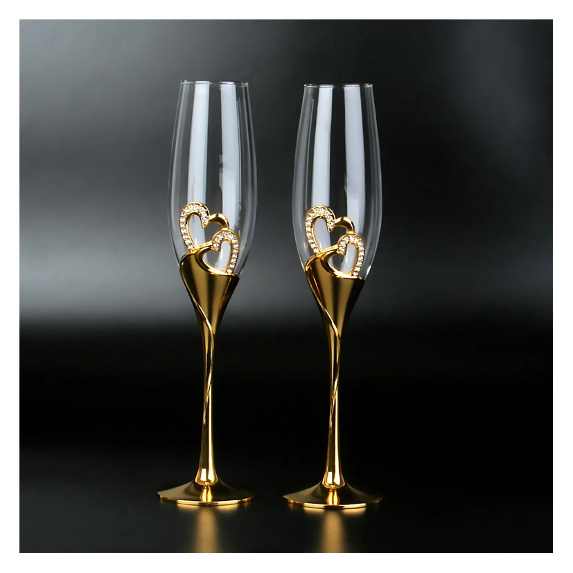 

Personalized Manufacturer New Design Customised Decoration Banquets Wedding Flute Glasses Champagne