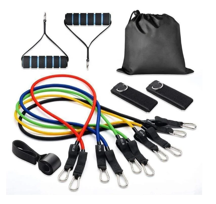

Exercise Fitness Resistance Bands Set 150LB Home Fitness Stretch Workout Fitness Set Bodybuilding Elastic Pull Rope Body 11 pcs, Green ,black ,red ,yellow ,blue