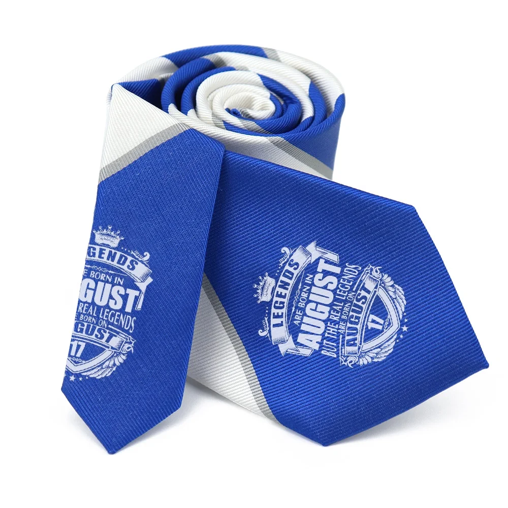

Handmade Male Striped Phi Beta Sigma Fraternities Greek Logo Woven Blue White Custom Silk Neckties