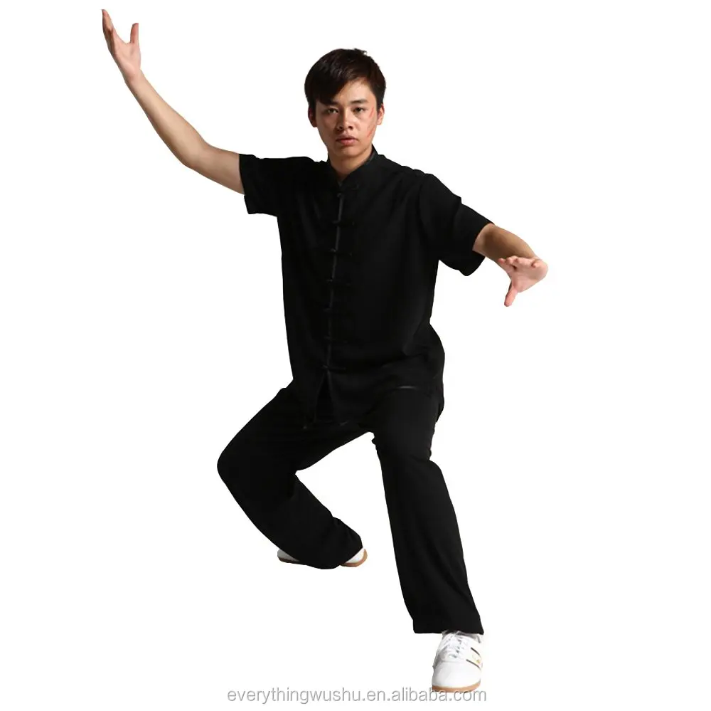 Unisex Chinese Cotton Blend Tai Chi Uniforms Martial Art Short Sleeve Clothes Kung Fu Clothing Wushu Suit