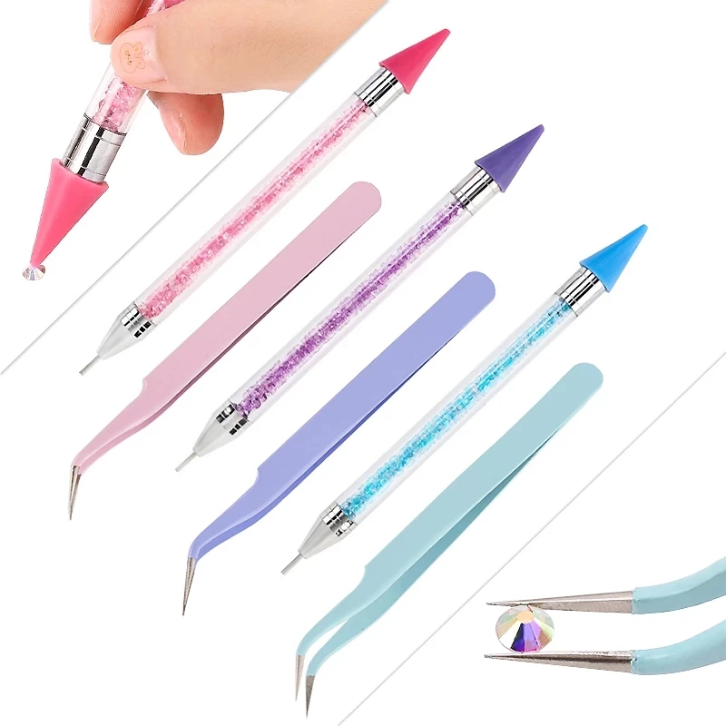 

Stainless Steel Tweezers Wax Rhinestones Crystal Pen Diamond Painting Accessories Tools Rhinestone Picker For Garment Decoration