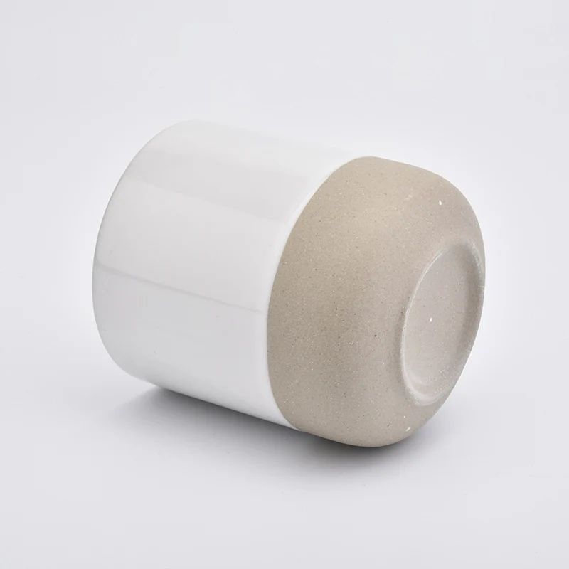 Wholesales 14oz Ceramic Candle Holder Dipped White Home Decoration