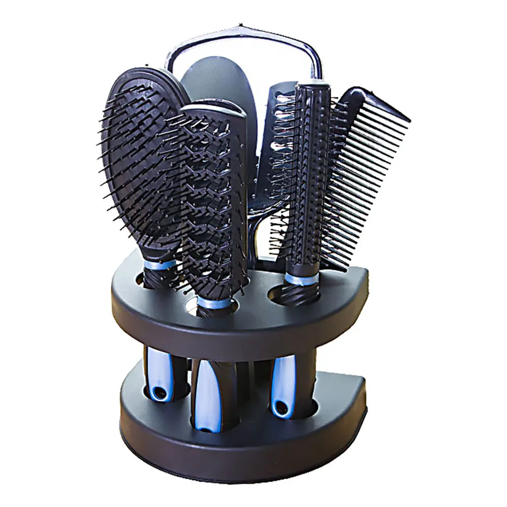 

Alibaba Hot Seller Salon Hair Tool Kit 5pcs Professional High Quality Massage Comb Brush With Stand Mirror