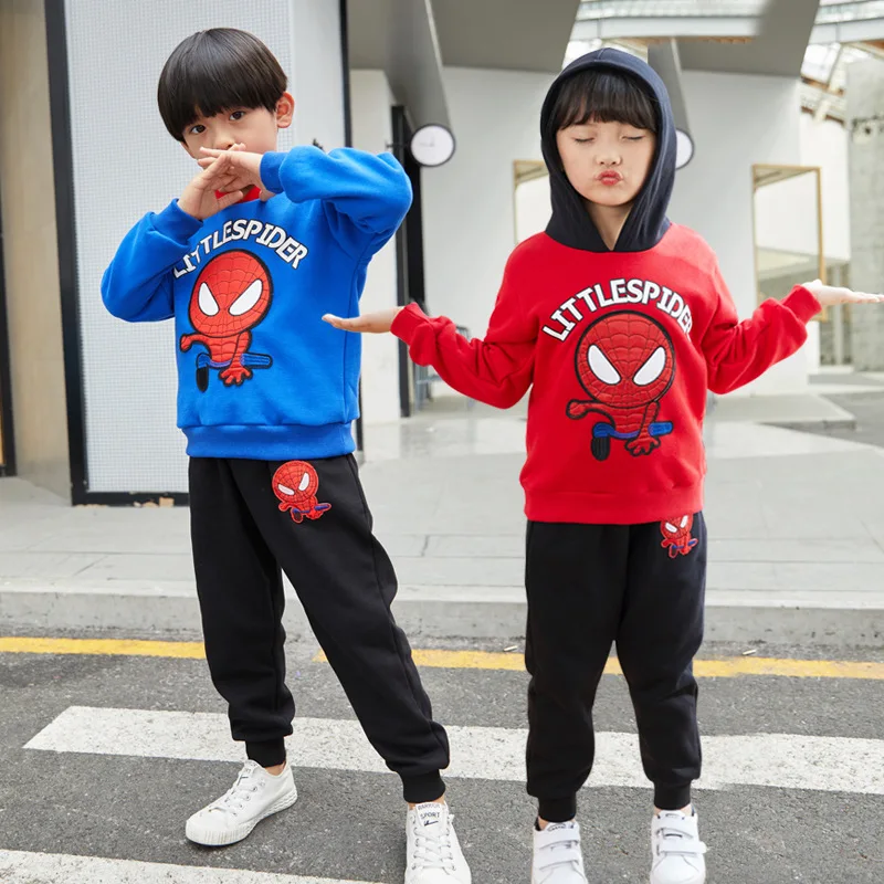 

Boys' Spring Autumn Style Korean Little Spider Suit Hooded Kids Cartoon Performance Costume Xia Games