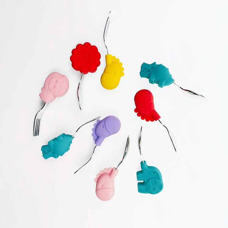 

2021 Wholesale BPA Silicone Spoon Baby Silicone Food Grade Fork Set