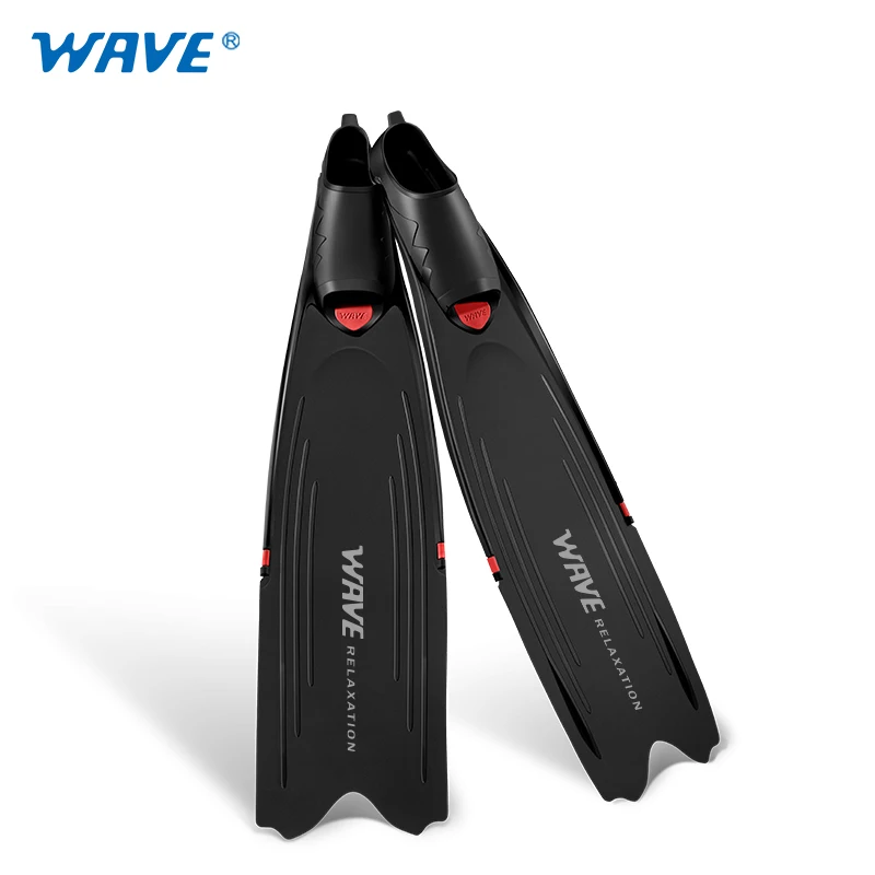 

Professional Spearfishing Freediving Fins TPR Foot Pocket PP Long Blade Flippers Diving Fins, Black, white