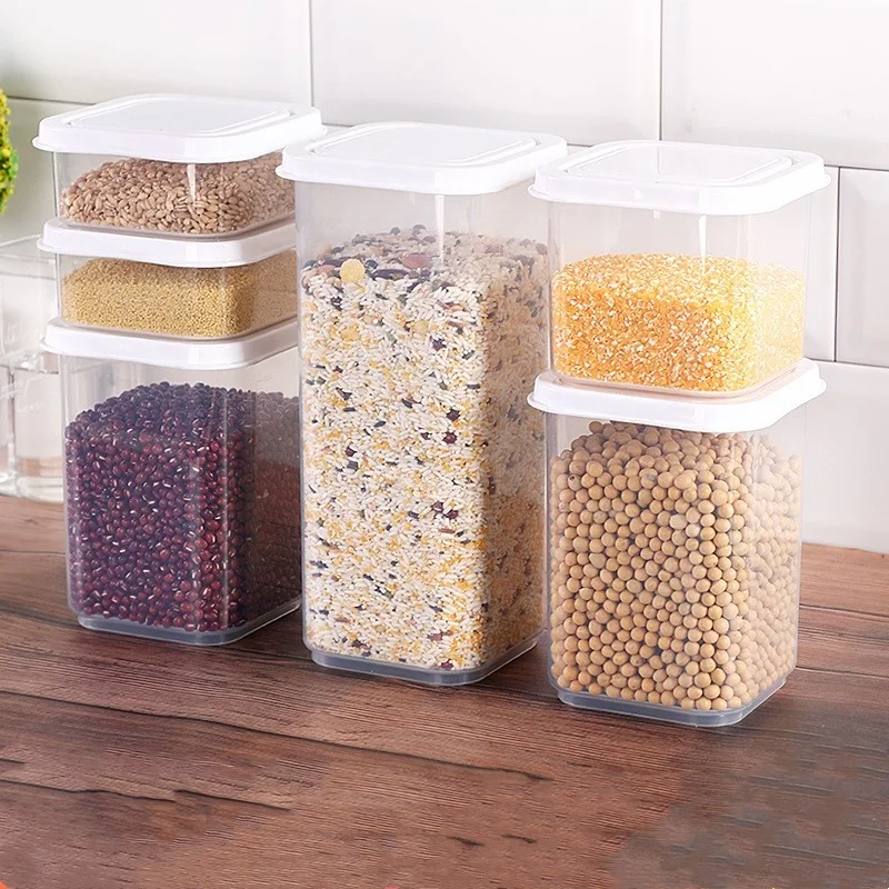 

Plastic Cereal Containers Sets Kitchen Transparent Sealed Cans Kitchen Food Storage Container