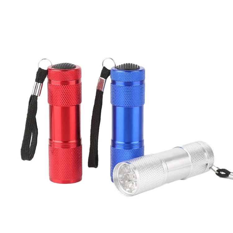 Mini Aluminum 9led Flashlight Super Bright Lamp Pocket Torch 3AAA Battery Powered gift flashlight