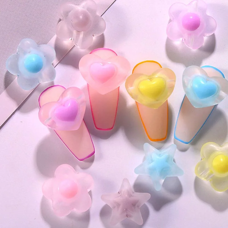 

Art Decoration Beauty Nail Jewelry Fudge Nail Decoration Mixed Color Peach Heart Soft Pottery Candy Color DIY Nail Drill Jewelry