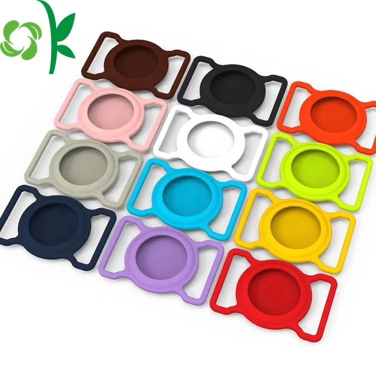 

OKSILICONE Newest Silicone AirTag Holder Anti-lost Location Tracker Cover Case For Pet Dog Collar Protective Cover, 12 colors for choose/customized