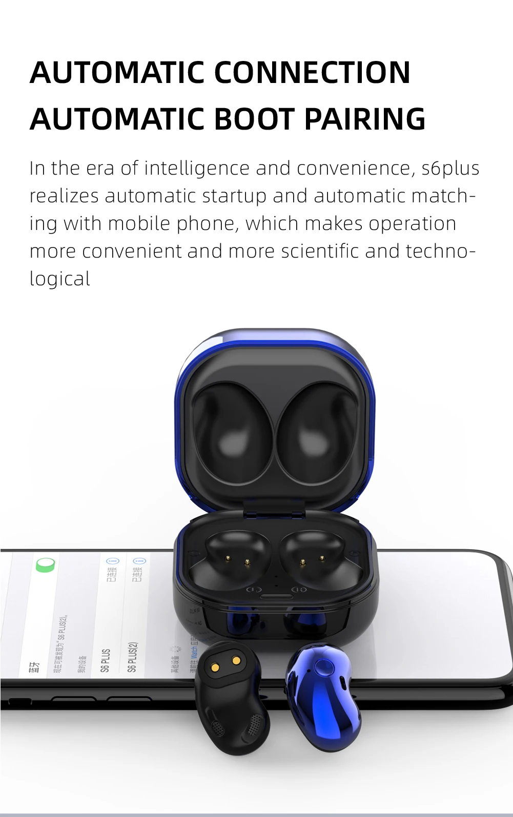 LCD Display Noise Cancelling Sports BT 5.1 Portable Earphone Wireless Earbuds S6 Plus - ANKUX.COM