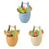 16pcs/set Wheat Straw Leaves Fruit Forks Snack Dessert Forks Food Cake Salad Vegetable Forks Picks Bento Accessories Kitchen