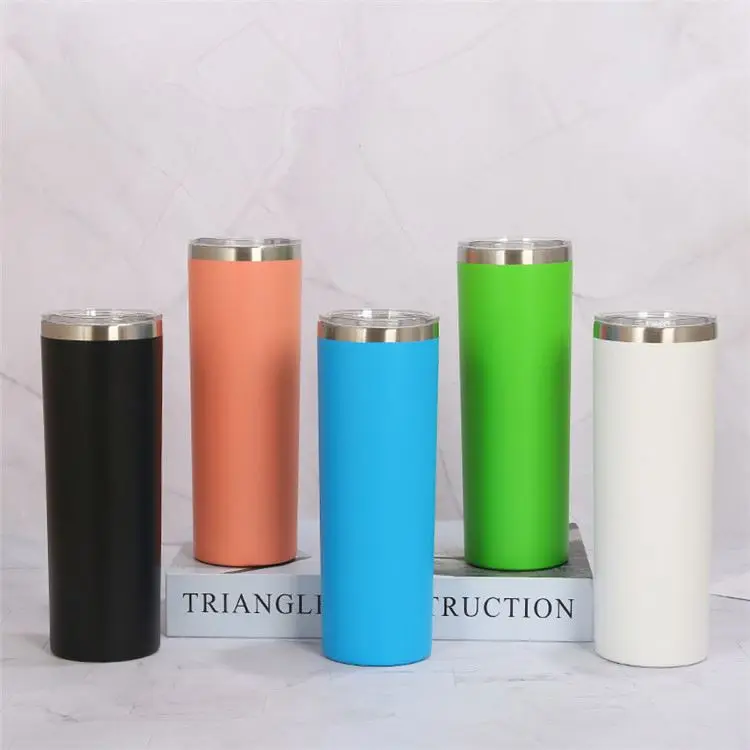 

Sublimation blanks tumbler wholesale slim glitter stainless steel 20oz skinny tumbler with straw